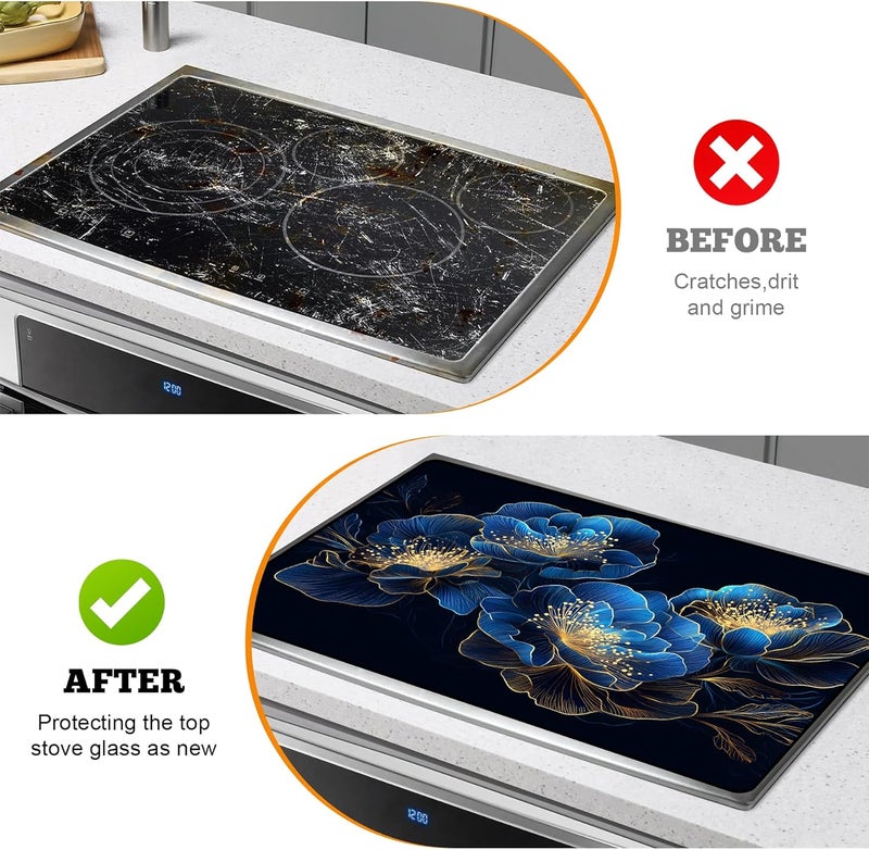 AOHMPT Multi-Design Stove Top Cover for Glass/Electric Stoves - 3-in-1 Heat-Resistant Protector Mat, Non-Slip Drying Rack 28"x20" - Image 5